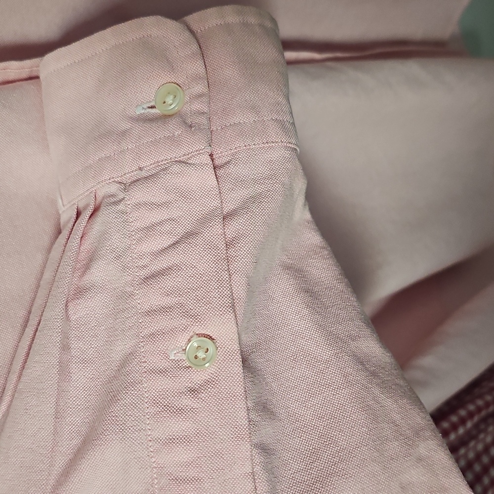 Vineyard Vines Men's Medium Red Check Plaid & Ralph Lauren Peach Button Down - Picture 12 of 16